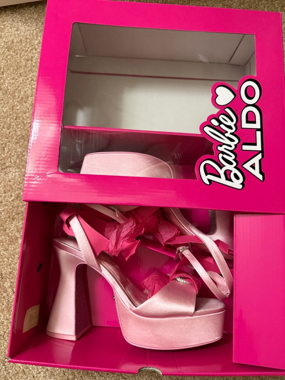Aldo Hot Pink Satin Platform Block Heels
